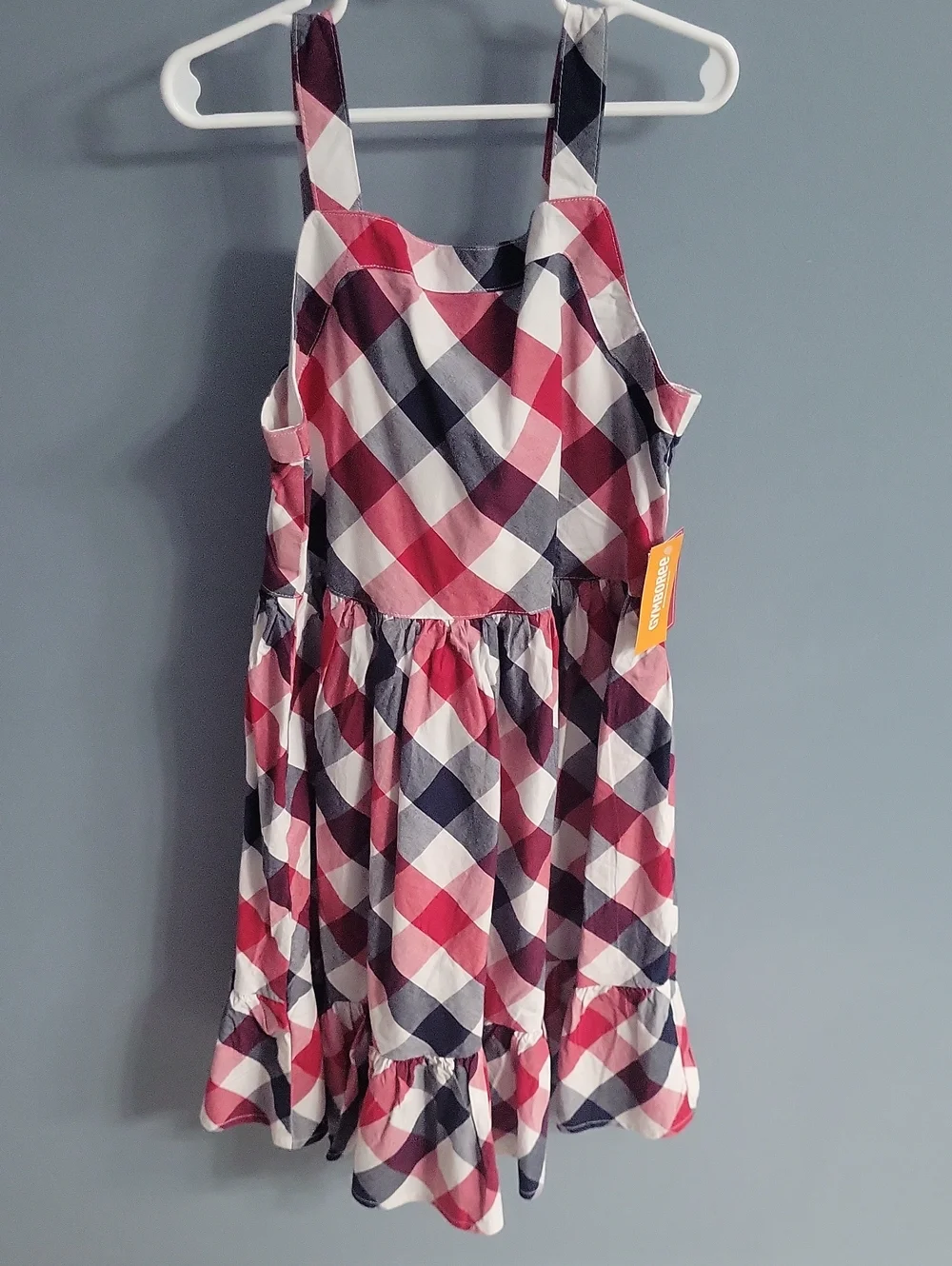 Gymboore Girls Plaid Sundress with Red, Navy & White Check Size 12